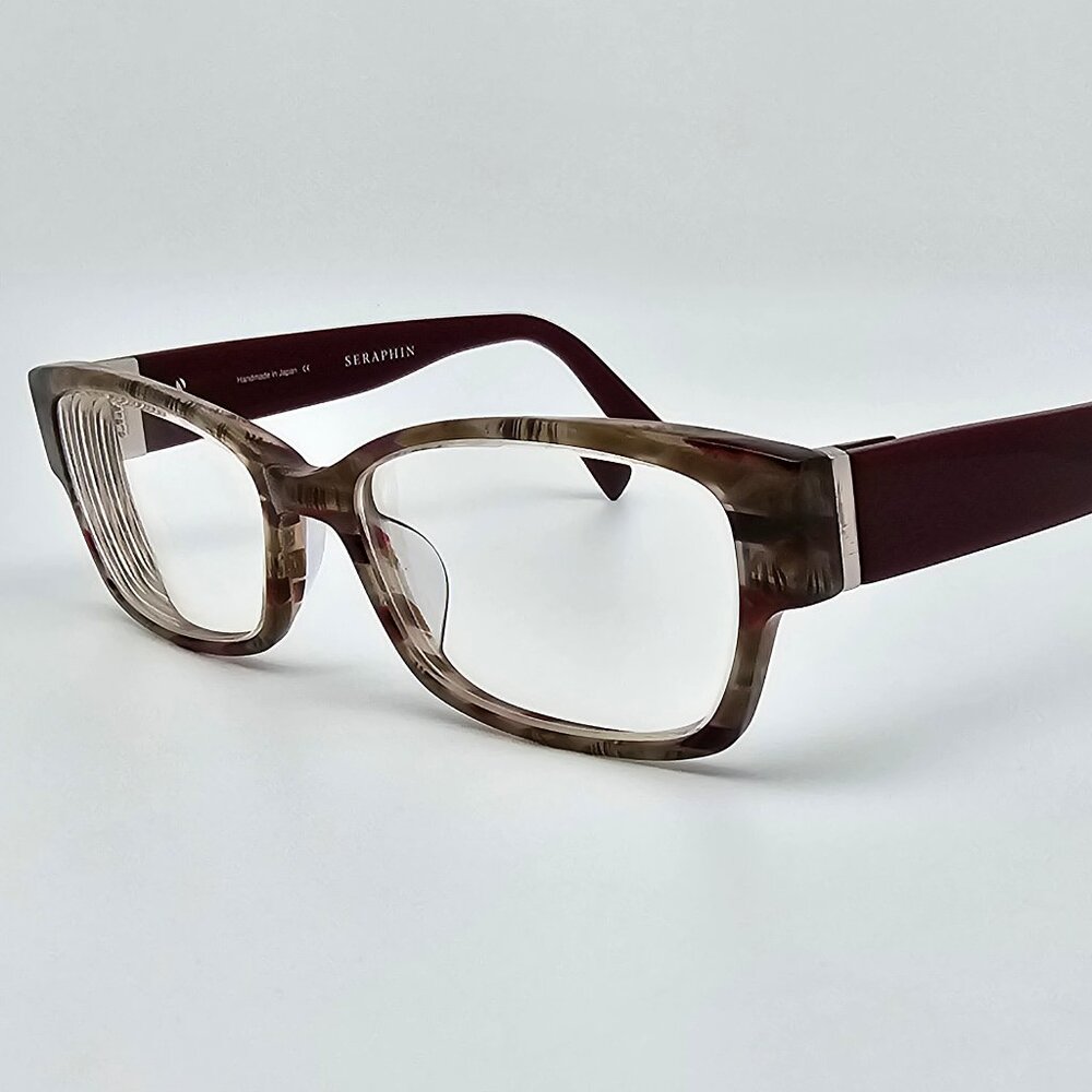 Seraphin by OGI Hiawatha 8656 Burgundy Marble Eyeglasses Frame Japan 53-15-145